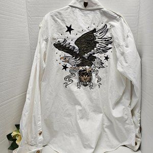 RARE Vintage Marquis MARQ 75 Button Down Dragon Eagle Alpha Embroidered Shirt